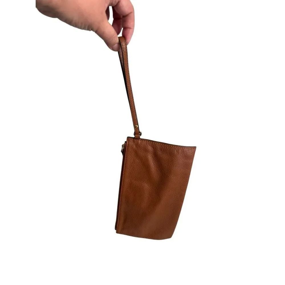 Michael Kors Womens Brown Fulton Pebbled Leather Zip Clutch Wristlet Size Large - Picture 3 of 9